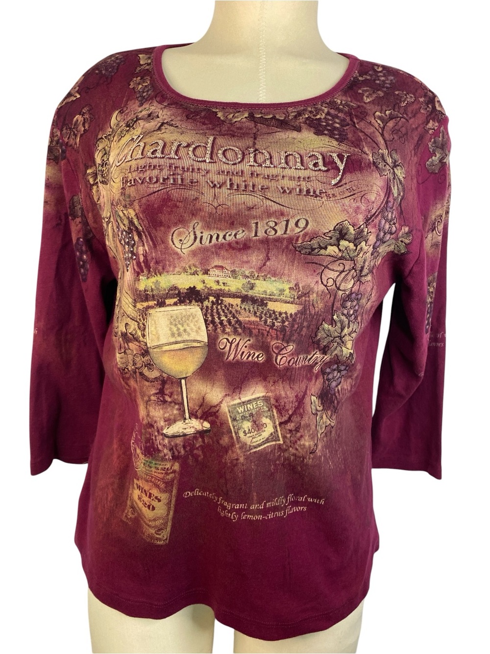 Cactus Women’s Chardonnay Graphic Pullover Top - Burgundy Medium